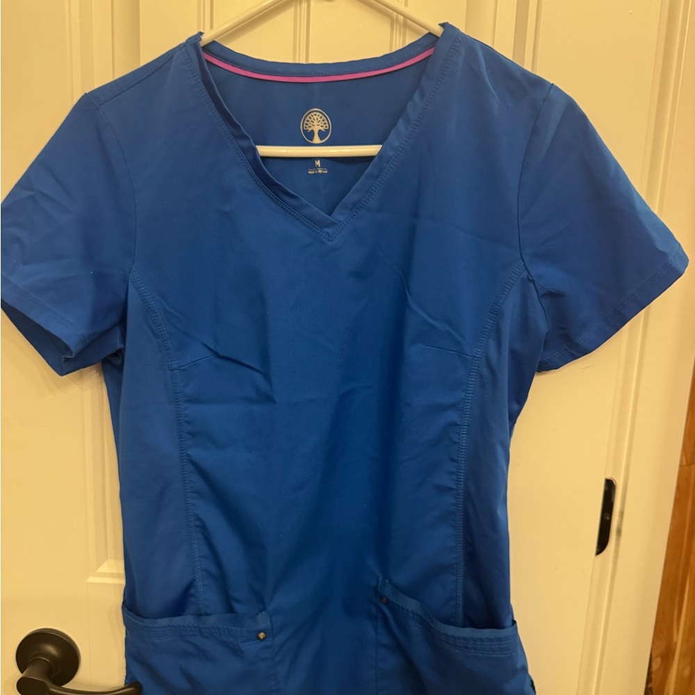 healing hands Royal Blue V-Neck Short Sleeve Scrub Top